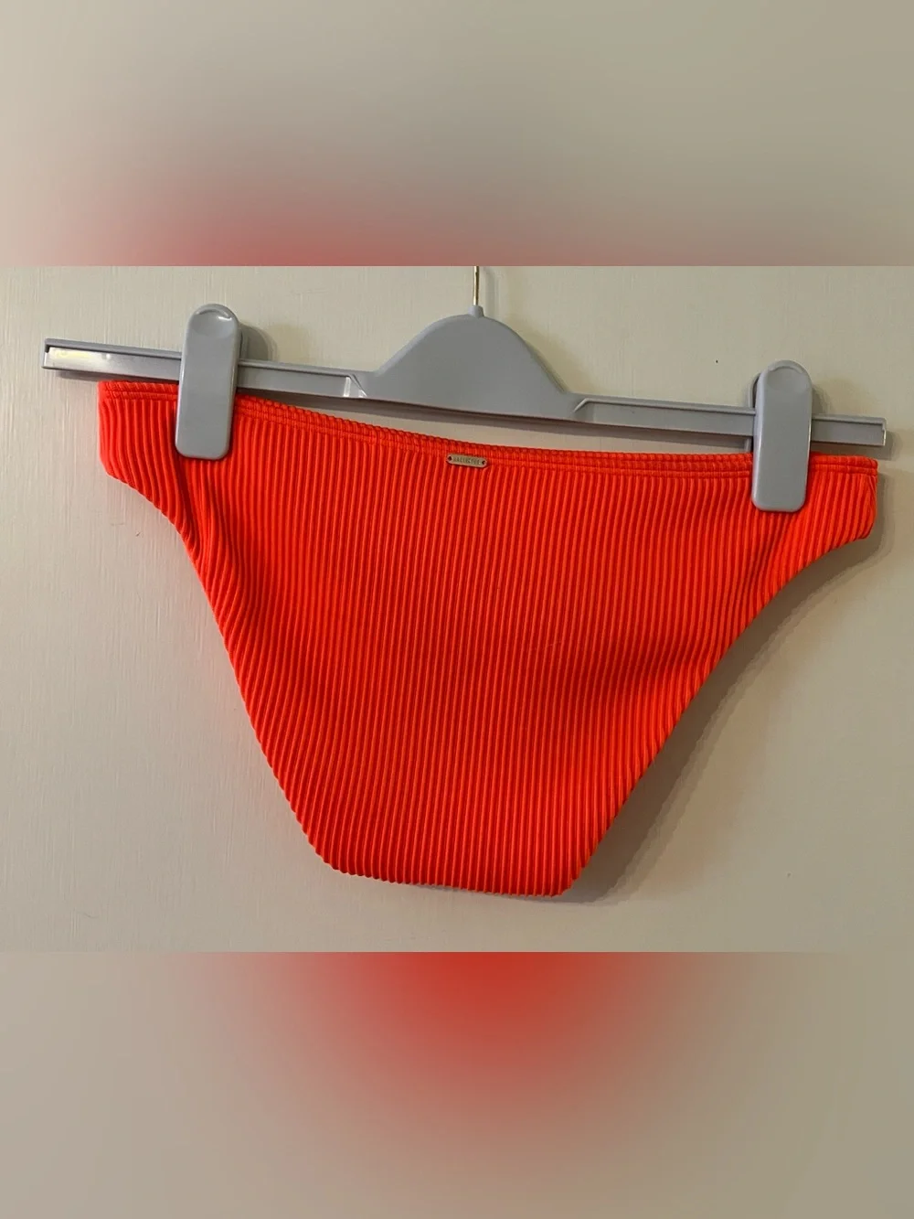Hollister Women's Bikini Swim Bottom Ribbed Neon Orange/Coral Size Small NWOT